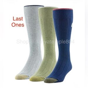 GoldToe Hampton Men's 3-Pair Crew Socks Shoe Size 6-12  Navy/Green/Gray